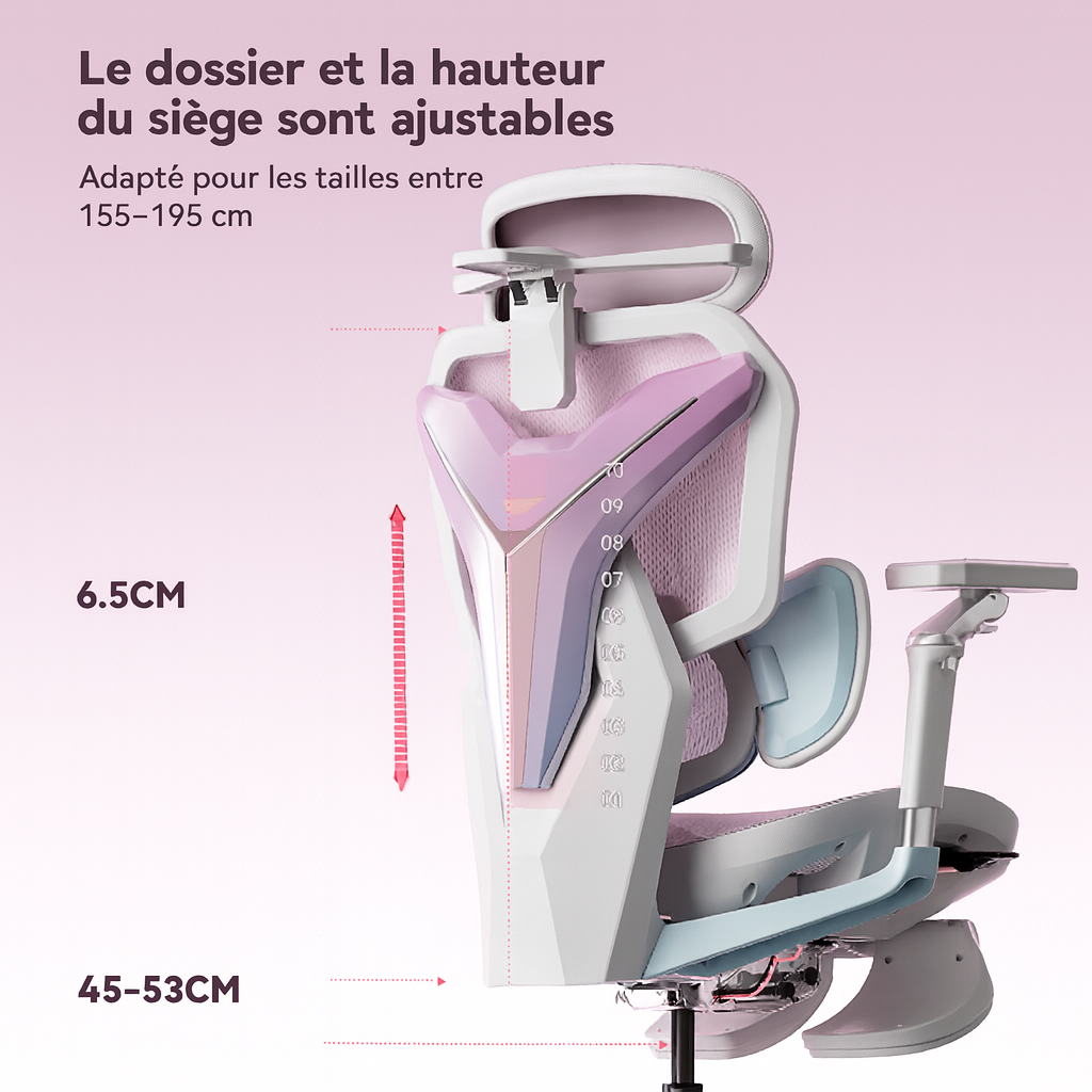 Chaise de Bureau Ergonomique avec Soutien Lombaire Dynamique et Repose-Pieds – OverChair G7 Future