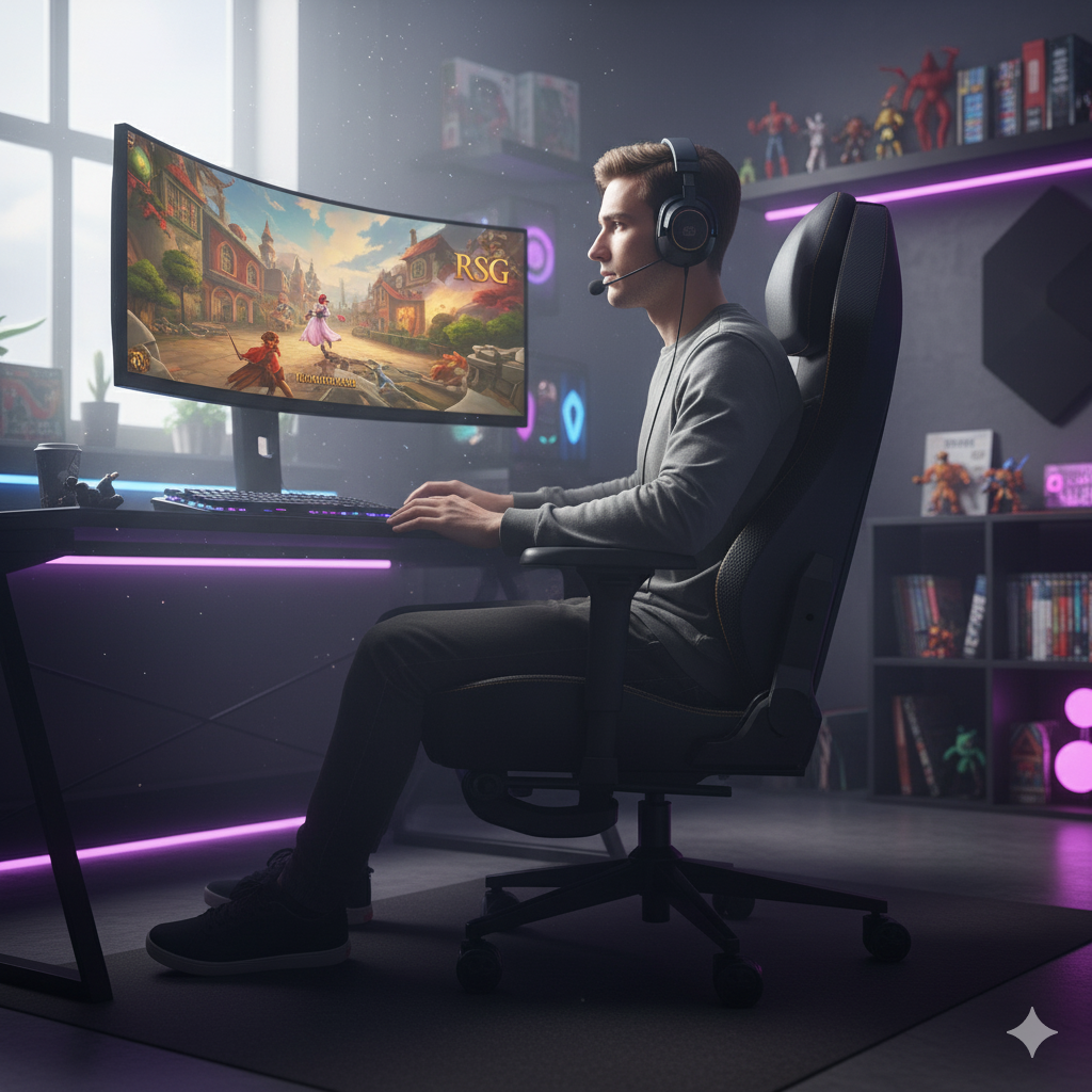 Chaise de Gaming Ergonomique avec Soutien Lombaire Automatique et Large Assise – OverChair M5 Black Pro