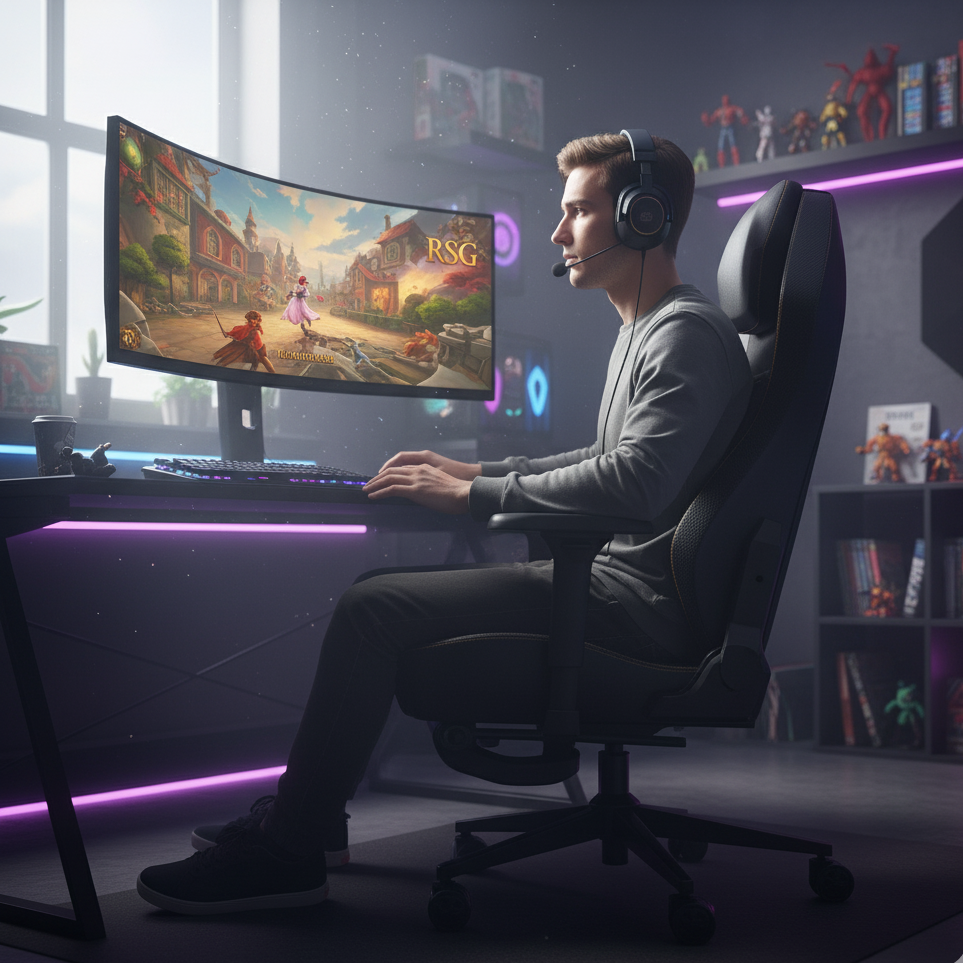 Chaise de Gaming Ergonomique avec Soutien Lombaire Automatique et Large Assise – OverChair M5 Black Pro