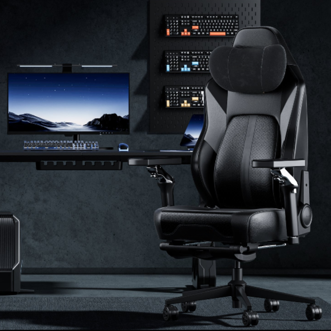 Chaise de Gaming Ergonomique avec Ventilation, Chauffage et Dossier Inclinable – OverChair M6 Black Silver