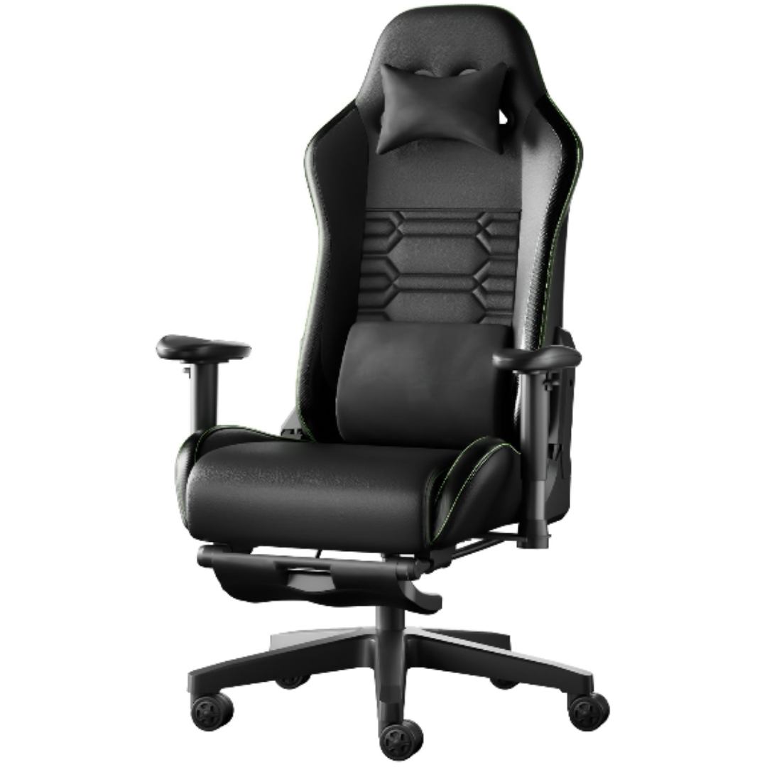 Chaise de Gaming Ergonomique avec Coussin Lombaire Mémoire et Repose-Pieds – OverChair Pro Elite