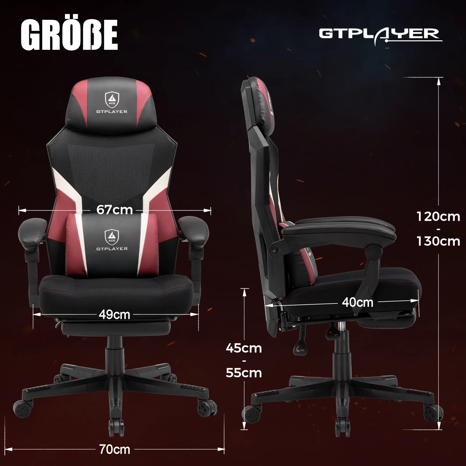 GTPLAYER Gaming chair Footrest Ergonomic Mesh Back Office chair Desk chair fabric Gaming armchair