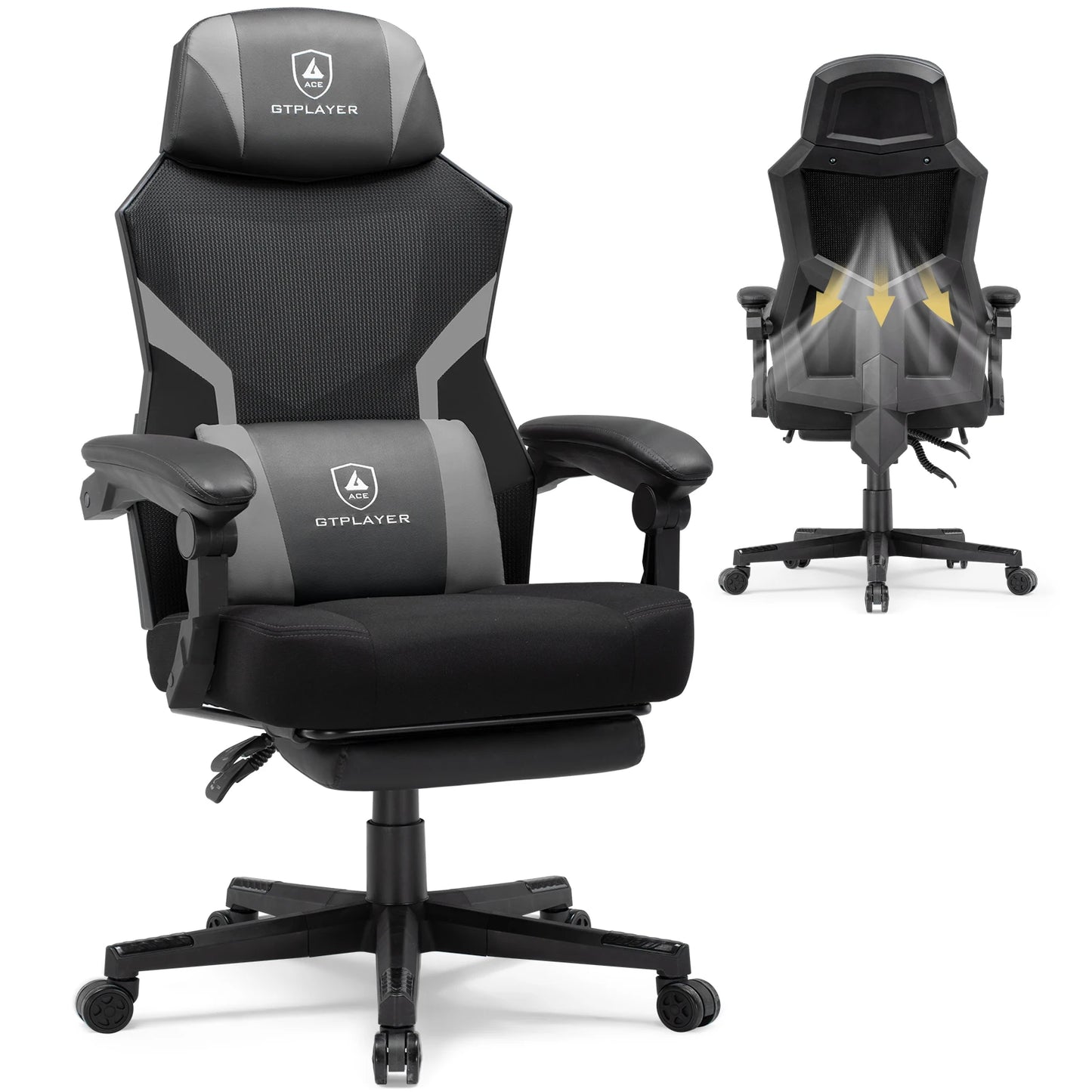 GTPLAYER Gaming chair Footrest Ergonomic Mesh Back Office chair Desk chair fabric Gaming armchair