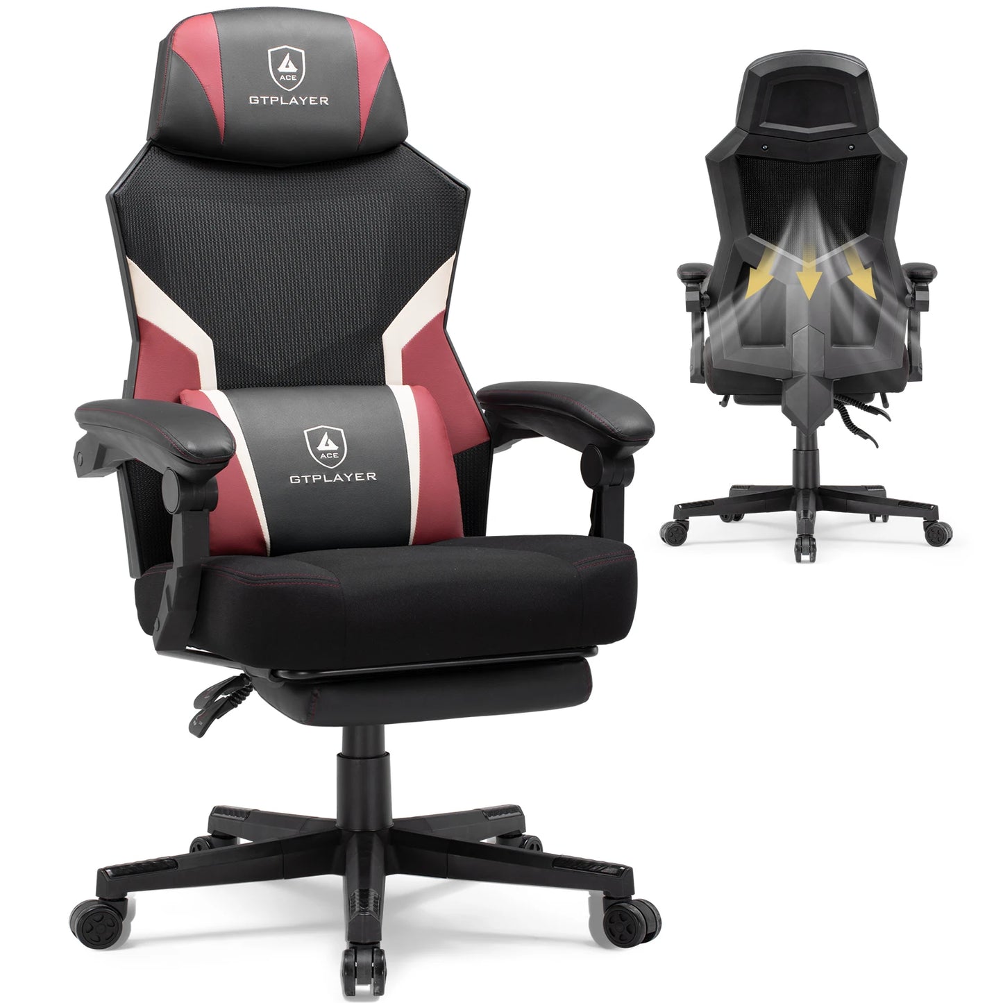 GTPLAYER Gaming chair Footrest Ergonomic Mesh Back Office chair Desk chair fabric Gaming armchair