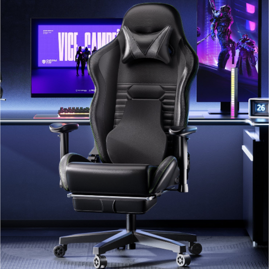 Chaise de Gaming Ergonomique avec Coussin Lombaire 3D et Repose-Pieds – OverChair Pro Esport