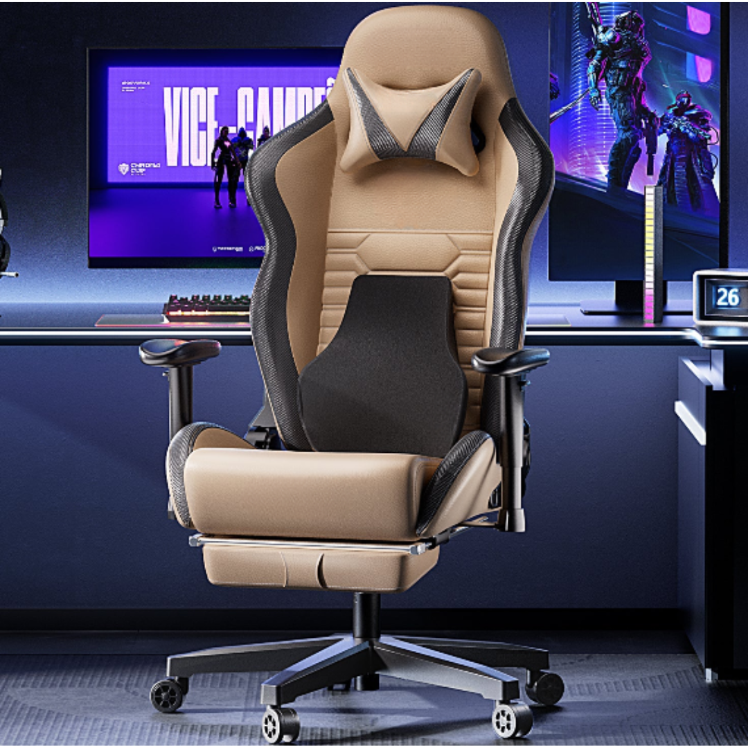 Chaise de Gaming Ergonomique avec Coussin Lombaire 3D et Repose-Pieds – OverChair Pro Esport