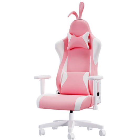 Chaise de Gaming Ergonomique Rose avec Oreilles de Lapin et Assise Large – OverChair Bunny Edition