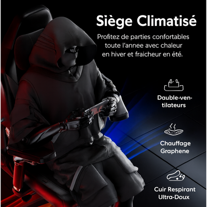 Chaise de Gaming Ergonomique avec Ventilation, Chauffage et Dossier Inclinable – OverChair M6 Black Silver