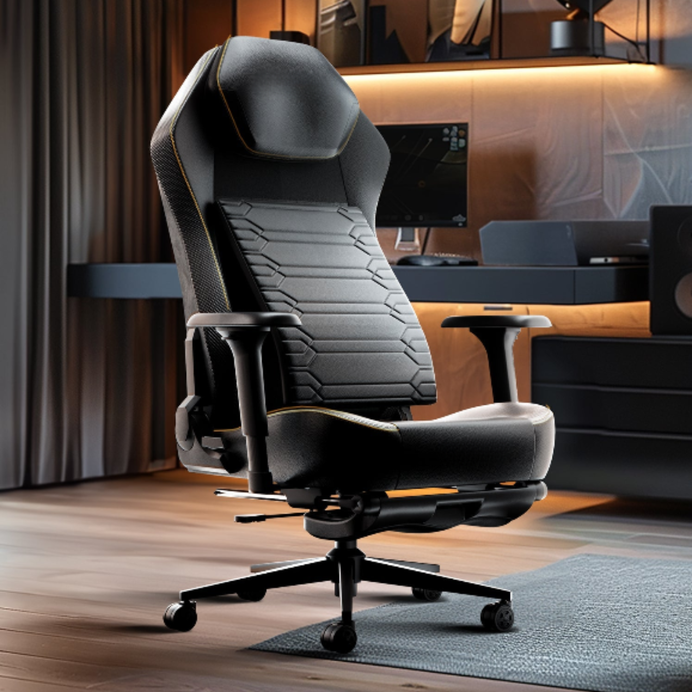 Chaise de Gaming Ergonomique avec Soutien Lombaire Automatique et Large Assise – OverChair M5 Black Pro
