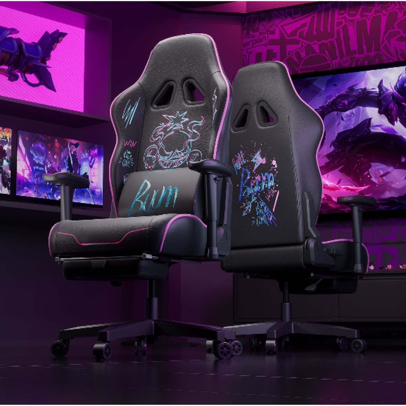 Chaise de Gaming Ergonomique Design Graffiti avec Assise Haute Densité – OverChair Boom Edition
