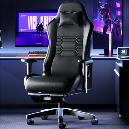 Chaise de Gaming Ergonomique avec Coussin Lombaire Mémoire et Repose-Pieds – OverChair Pro Elite